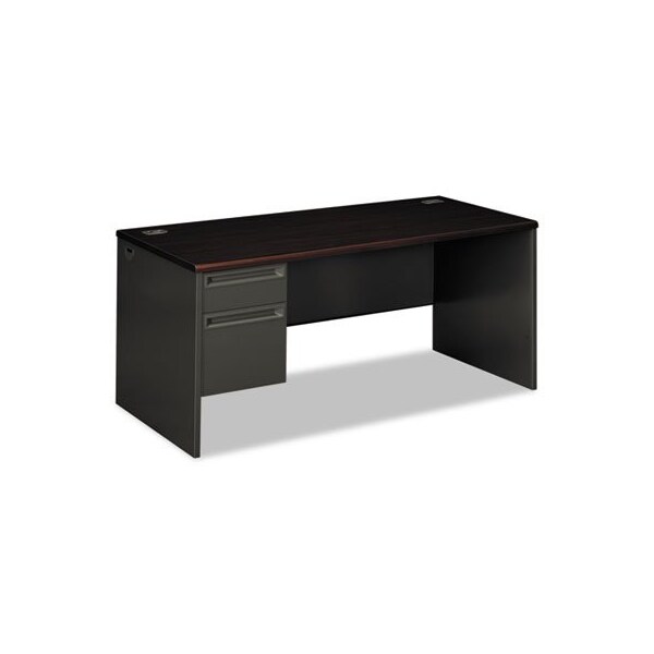 Hon HON, 38000 SERIES LEFT PEDESTAL DESK, 66W X 30D X 29.5H, MAHOGANY/CHARCOAL - 38292LNS