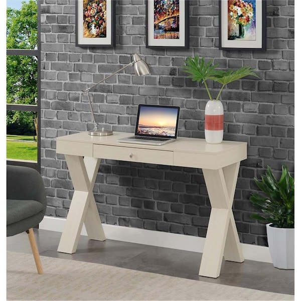 Convenience Concepts Newport 1 Drawer Desk, White - HI2540488