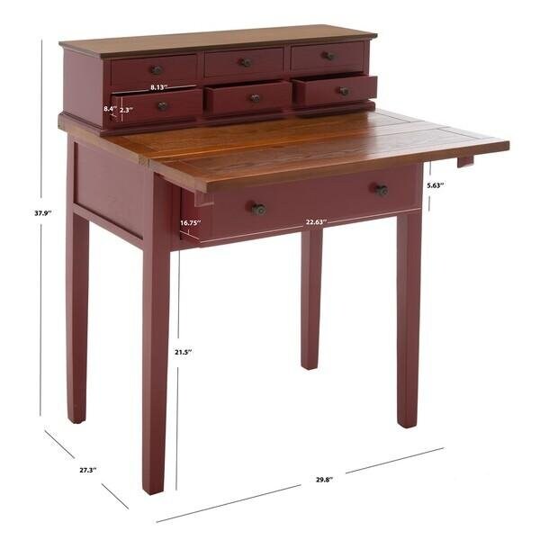 Safavieh Secretary Desk, 18.10in D X 37.80in H, 29.70in W X Cherry - AMH6520A