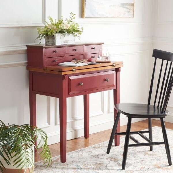 Safavieh Secretary Desk, 18.10in D X 37.80in H, 29.70in W X Cherry - AMH6520A
