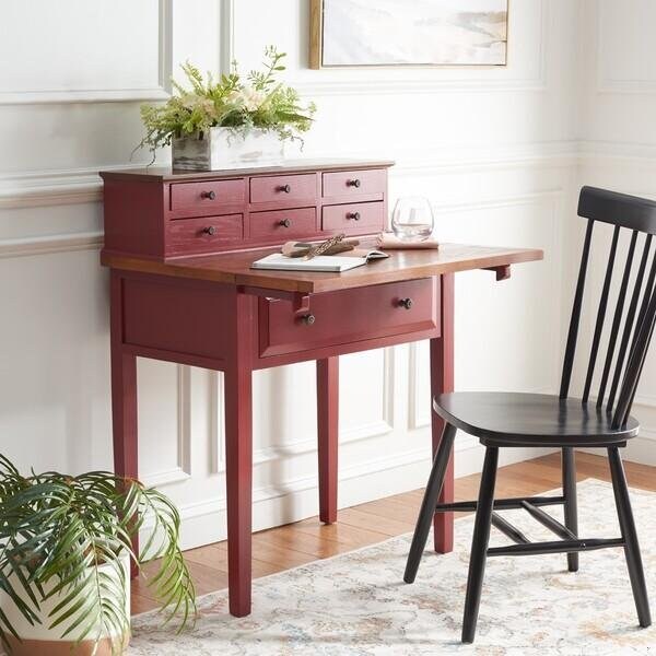 Safavieh Secretary Desk, 18.10in D X 37.80in H, 29.70in W X Cherry - AMH6520A