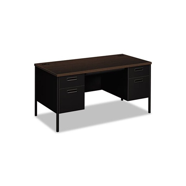 Hon HON, METRO CLASSIC DOUBLE PEDESTAL DESK, 60W X 30D X 29.5H, MOCHA/BLACK - P3262MOP