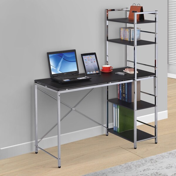 Acme 54 in H, 20 in W X Metal, Wood, Veneer, Black and Chrome Finish - ER-003SL