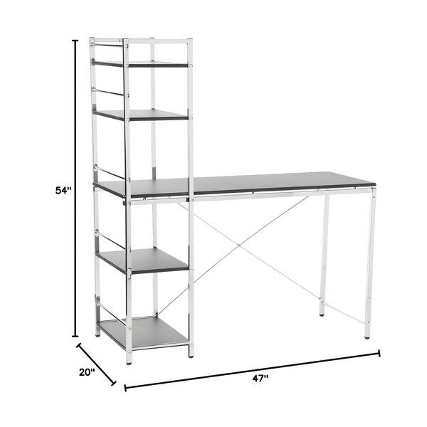 Acme 54 in H, 20 in W X Metal, Wood, Veneer, Black and Chrome Finish - ER-003SL