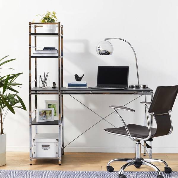 Acme 54 in H, 20 in W X Metal, Wood, Veneer, Black and Chrome Finish - ER-003SL