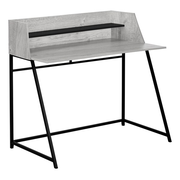 Monarch Specialties Computer Desk, Home Office, Laptop, Storage Shelves, 48"L, Work, Metal, Laminate, Grey, Black - I 7551