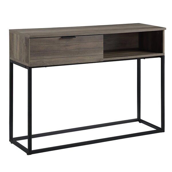 Acme Engineered Wood and Metal Writing Desk in Rustic Oak and Black - ER-0283OAK