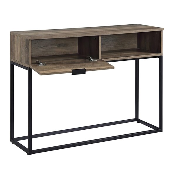 Acme Engineered Wood and Metal Writing Desk in Rustic Oak and Black - ER-0283OAK
