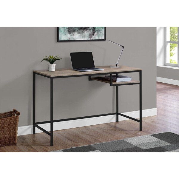 Homeroots 30 in. Dark Taupe MDF & Black Metal Computer Desk - 333491