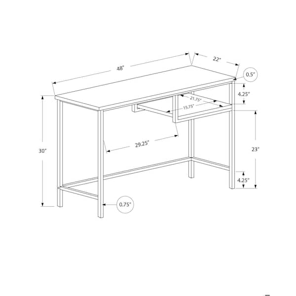 Homeroots 30 in. Dark Taupe MDF & Black Metal Computer Desk - 333491