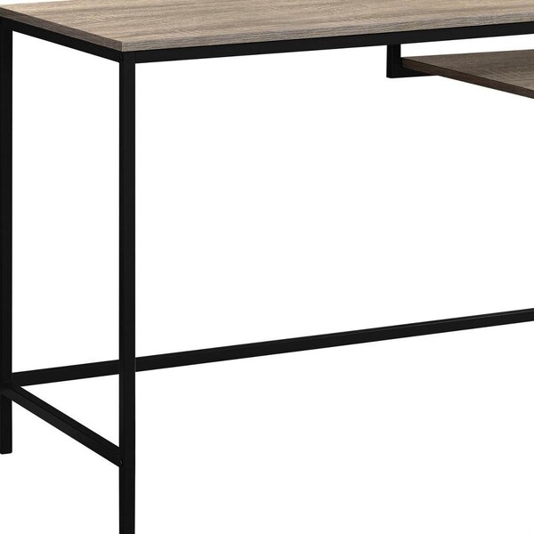 Homeroots 30 in. Dark Taupe MDF & Black Metal Computer Desk - 333491