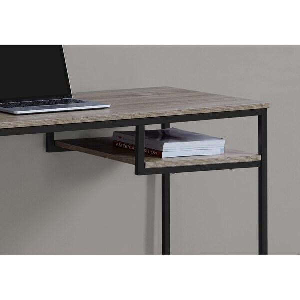 Homeroots 30 in. Dark Taupe MDF & Black Metal Computer Desk - 333491