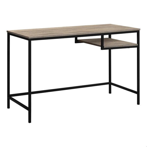 Homeroots 30 in. Dark Taupe MDF & Black Metal Computer Desk - 333491
