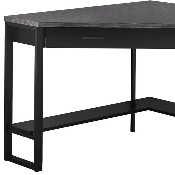 Homeroots Black & Gray Top Corner Computer Desk42 x 42 x 30 in. - 355734
