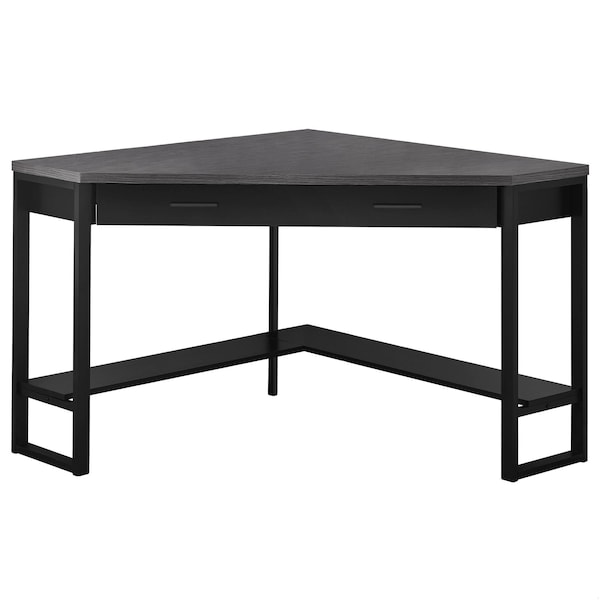 Homeroots Black & Gray Top Corner Computer Desk42 x 42 x 30 in. - 355734