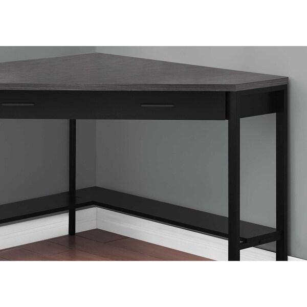 Homeroots Black & Gray Top Corner Computer Desk42 x 42 x 30 in. - 355734