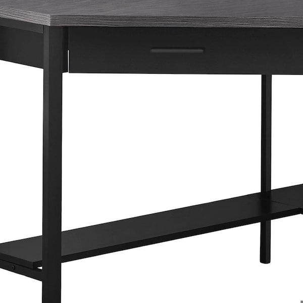 Homeroots Black & Gray Top Corner Computer Desk42 x 42 x 30 in. - 355734