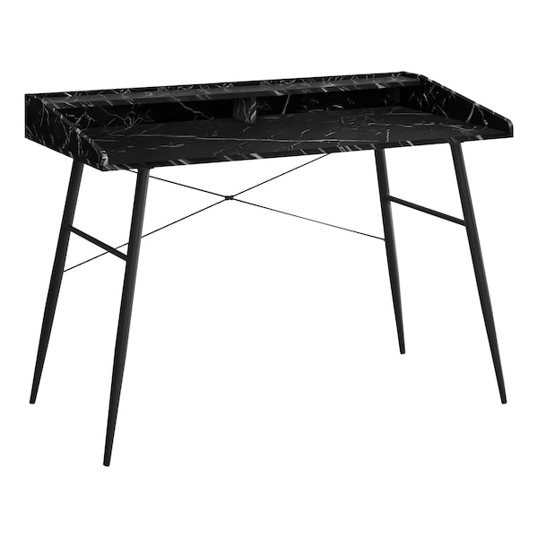 Monarch Specialties Computer Desk, Home Office, Laptop, Storage Shelves, 48"L, Work, Metal, Laminate, Black Marble Look - I 7542