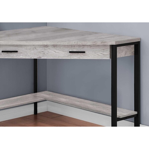 Homeroots Black & Gray Reclaimed Wood Corner Computer Desk42 x 42 x 30 in. - 355736