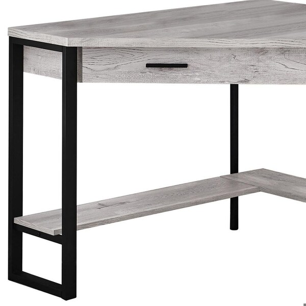 Homeroots Black & Gray Reclaimed Wood Corner Computer Desk42 x 42 x 30 in. - 355736