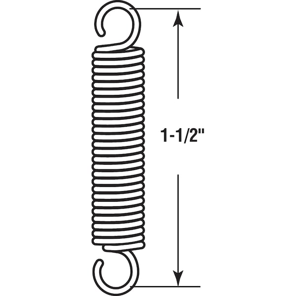 Prime-Line Extension Spring, 1/4 in. x 1-1/2 in. x 0.035 in., Steel, Single Loop, PK2 - SP 9600
