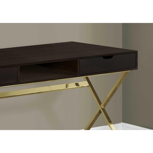 Homeroots 23.75 x 47.25 x 29.25 in. Cappuccino Gold Metal Computer Desk - 355775