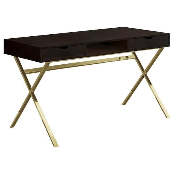 Homeroots 23.75 x 47.25 x 29.25 in. Cappuccino Gold Metal Computer Desk - 355775