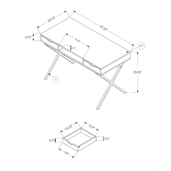 Homeroots 23.75 x 47.25 x 29.25 in. Cappuccino Gold Metal Computer Desk - 355775
