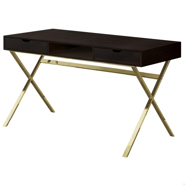 Homeroots 23.75 x 47.25 x 29.25 in. Cappuccino Gold Metal Computer Desk - 355775