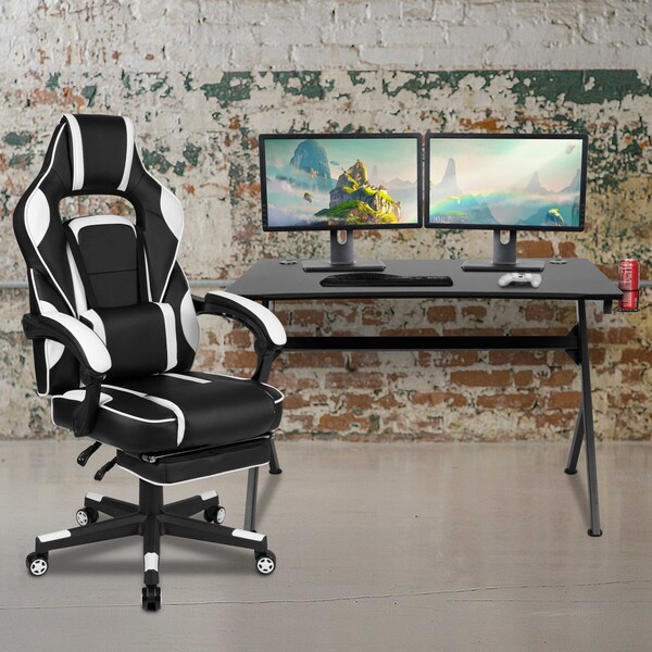 Flash Furniture Black Gaming Desk and Chair Set with Cup Holder - BLN-X40D1904-WH-GG