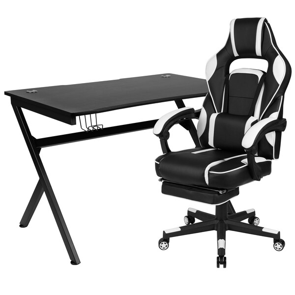 Flash Furniture Black Gaming Desk and Chair Set with Cup Holder - BLN-X40D1904-WH-GG