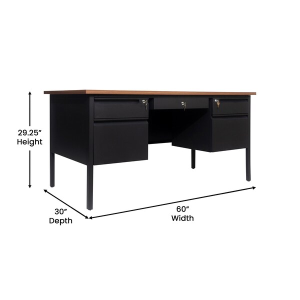 Flash Furniture 30 in D X Walnut, 60 in W X - GC-M-BLK-179-WLN-GG