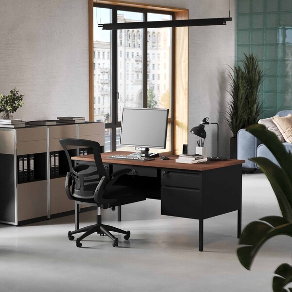 Flash Furniture 30 in D X Walnut, 60 in W X - GC-M-BLK-179-WLN-GG