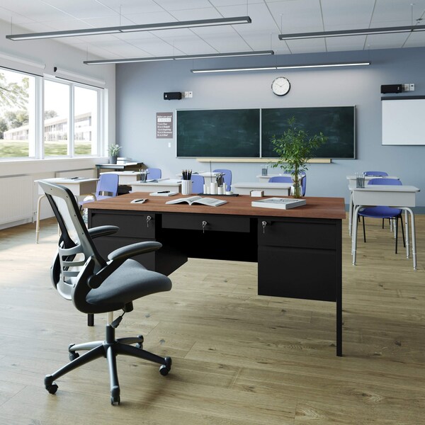 Flash Furniture 30 in D X Walnut, 60 in W X - GC-M-BLK-179-WLN-GG