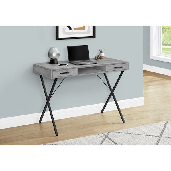 Monarch Specialties Computer Desk, Home Office, Laptop, Left, Right Set-up, Storage Drawers, 42"L, Work, Metal, Grey - I 7792