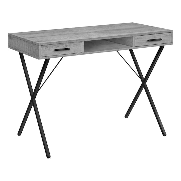 Monarch Specialties Computer Desk, Home Office, Laptop, Left, Right Set-up, Storage Drawers, 42"L, Work, Metal, Grey - I 7792