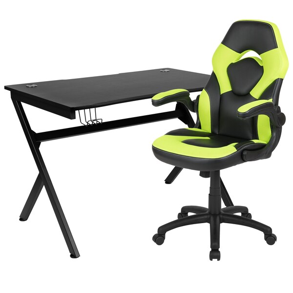Flash Furniture Black Gaming Desk and Chair Set with Cup Holder - BLN-X10D1904-GN-GG