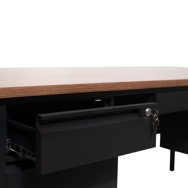 Flash Furniture 30 in D X Walnut, 70 in W X - GC-M-BLK-180-WLN-GG