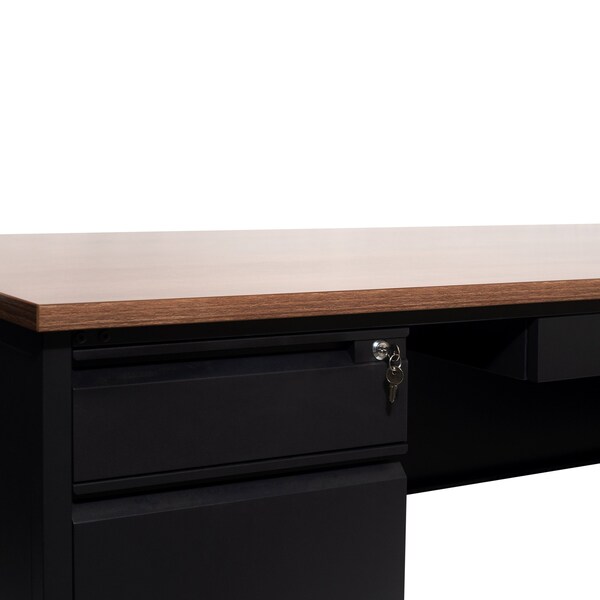 Flash Furniture 30 in D X Walnut, 70 in W X - GC-M-BLK-180-WLN-GG