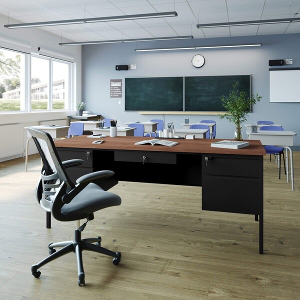 Flash Furniture 30 in D X Walnut, 70 in W X - GC-M-BLK-180-WLN-GG
