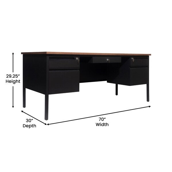 Flash Furniture 30 in D X Walnut, 70 in W X - GC-M-BLK-180-WLN-GG