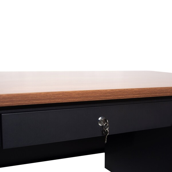 Flash Furniture 30 in D X Walnut, 70 in W X - GC-M-BLK-180-WLN-GG