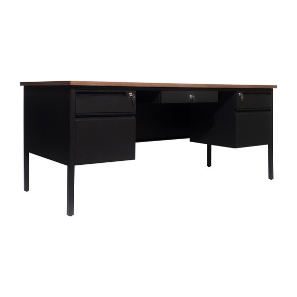 Flash Furniture 30 in D X Walnut, 70 in W X - GC-M-BLK-180-WLN-GG