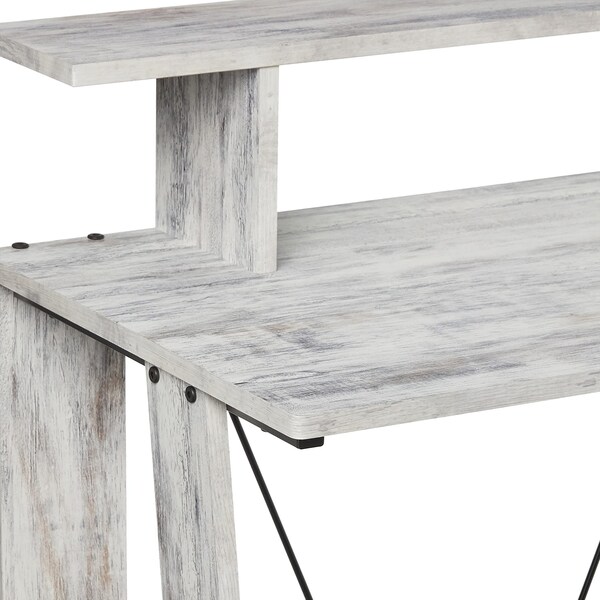 Acme Wooden 2 Shelves Writing Desk in Antique White - ER-057AWH