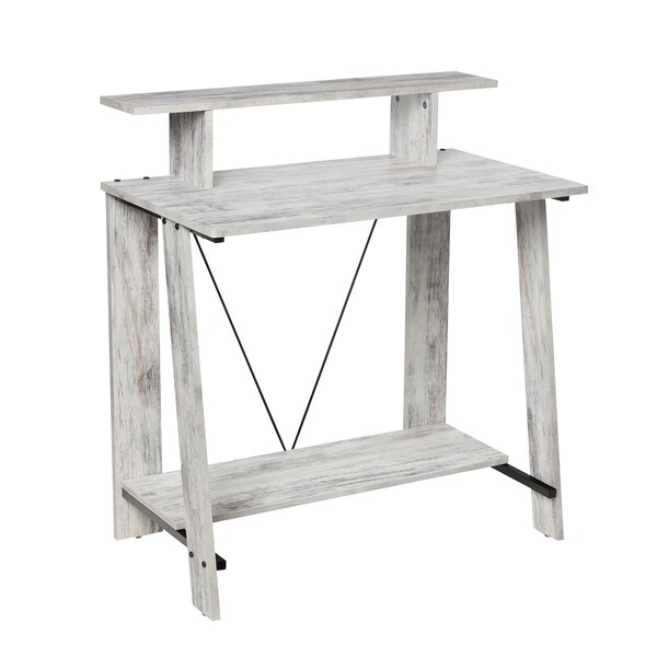 Acme Wooden 2 Shelves Writing Desk in Antique White - ER-057AWH