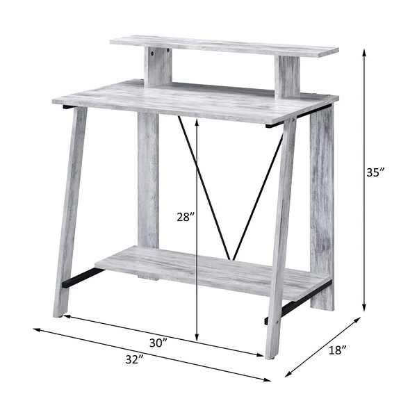 Acme Wooden 2 Shelves Writing Desk in Antique White - ER-057AWH