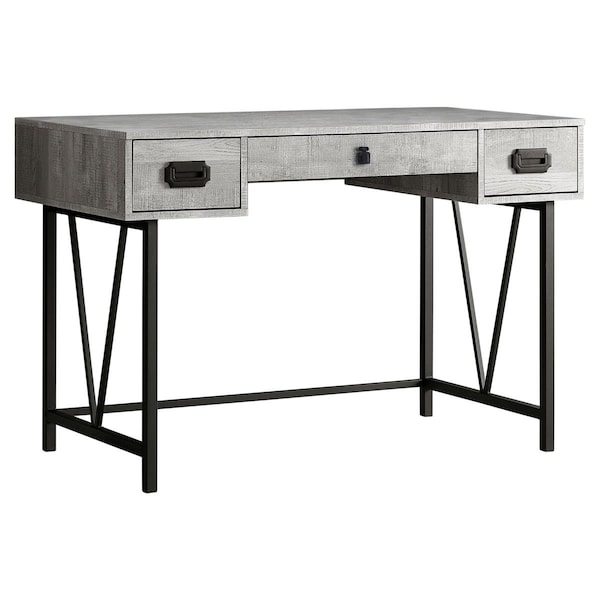 Daphnes Dinnette 48 in. Grey Reclaimed Wood & Black Metal Computer Desk - DA2618157