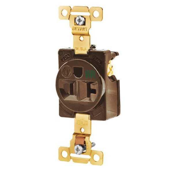 Zoro Select Receptacle, 20 A Amps, 125V AC, Flush Mount, Single Outlet, 5-20R, Brown - 5361WR