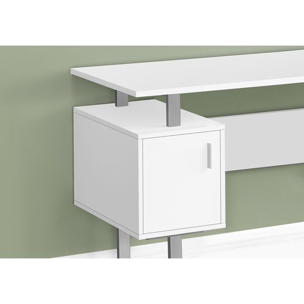 Monarch Specialties Computer Desk, Home Office, Laptop, Storage, 48 in.L, Work, White Laminate, Grey Metal, Contemporary - I 7605