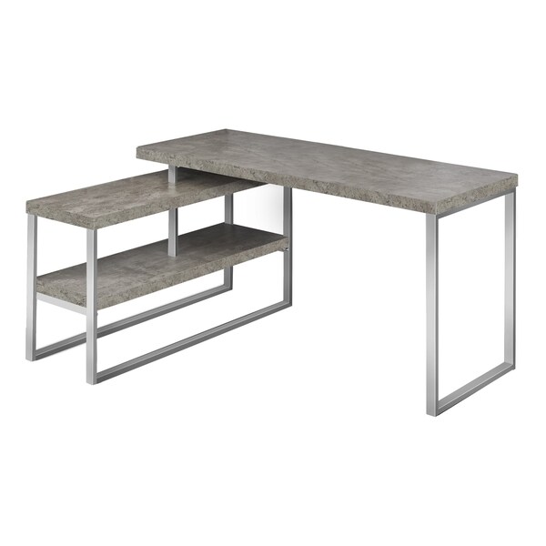 Monarch Specialties Computer Desk, Home Office, Corner, Storage Shelves, 60"L, L Shape, Work, Laptop, Metal, Grey - I 7586